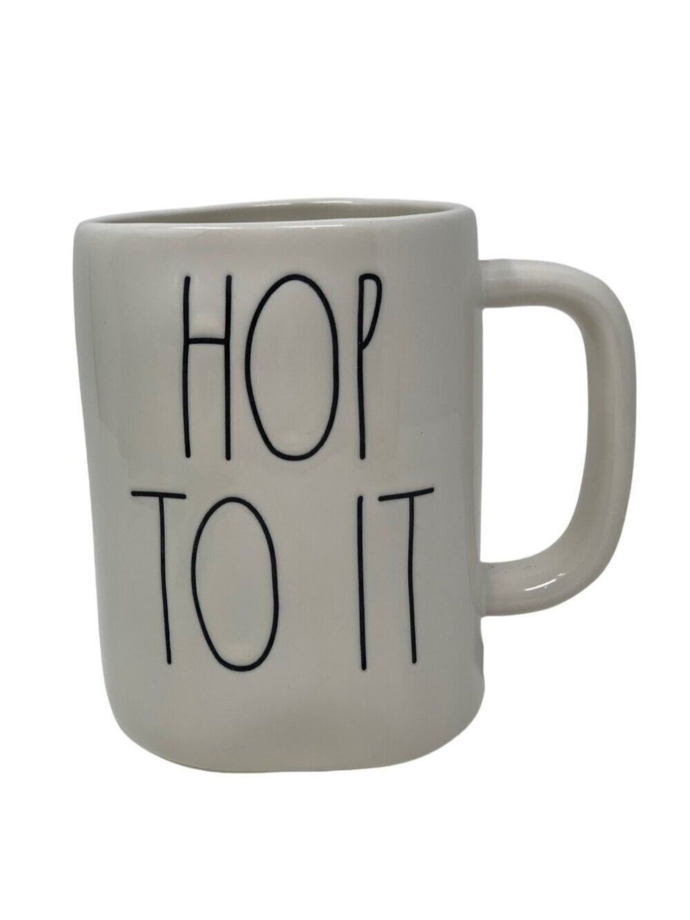 Rae Dunn Hop To It Ceramic Coffee Mug Cup Easter Spring Large White Minimalist